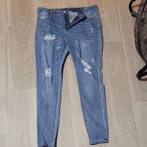 Distressed Blue Jeans
